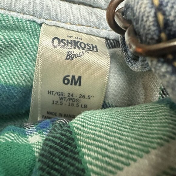 OshKosh B'gosh Overalls All over Denim Size 6 months Carpenter Style Plaid Lined - Picture 5 of 5
